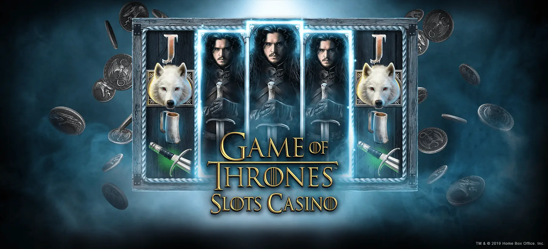 Game of Thrones pokie by Microgaming — four-house free spin selection screen
