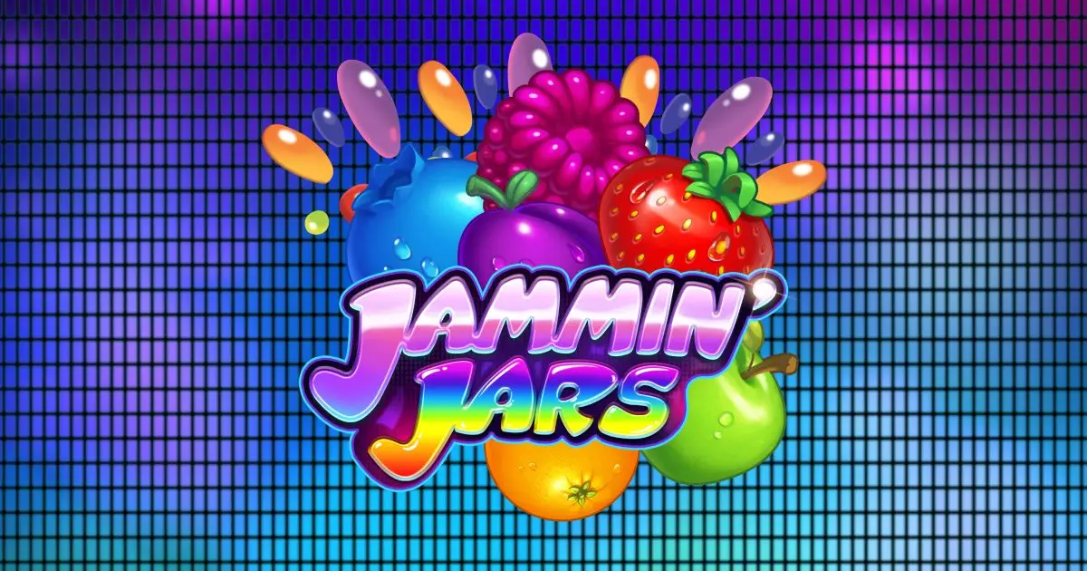 Jammin Jars pokie by Push Gaming — 8x8 fruit cluster grid with Giant Jar wilds